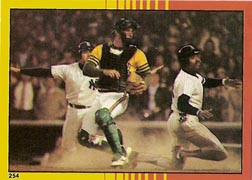 1982 Topps Baseball Stickers     254     1981 AL Playoffs#{(Action at plate)